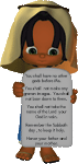 Boy holding stone tablet with the ten commandments